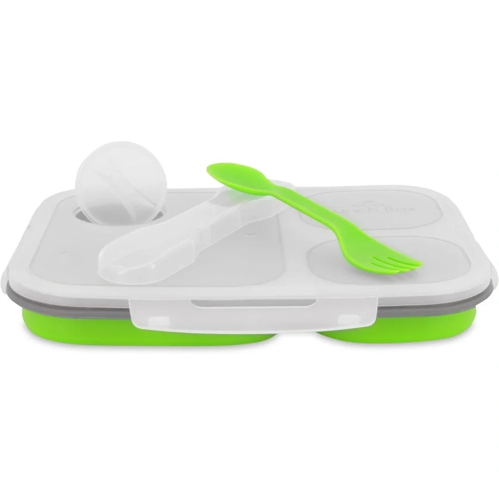2sets Eco one Silicone Bento Box,Lunch Box storage organizer with 3 Compartments